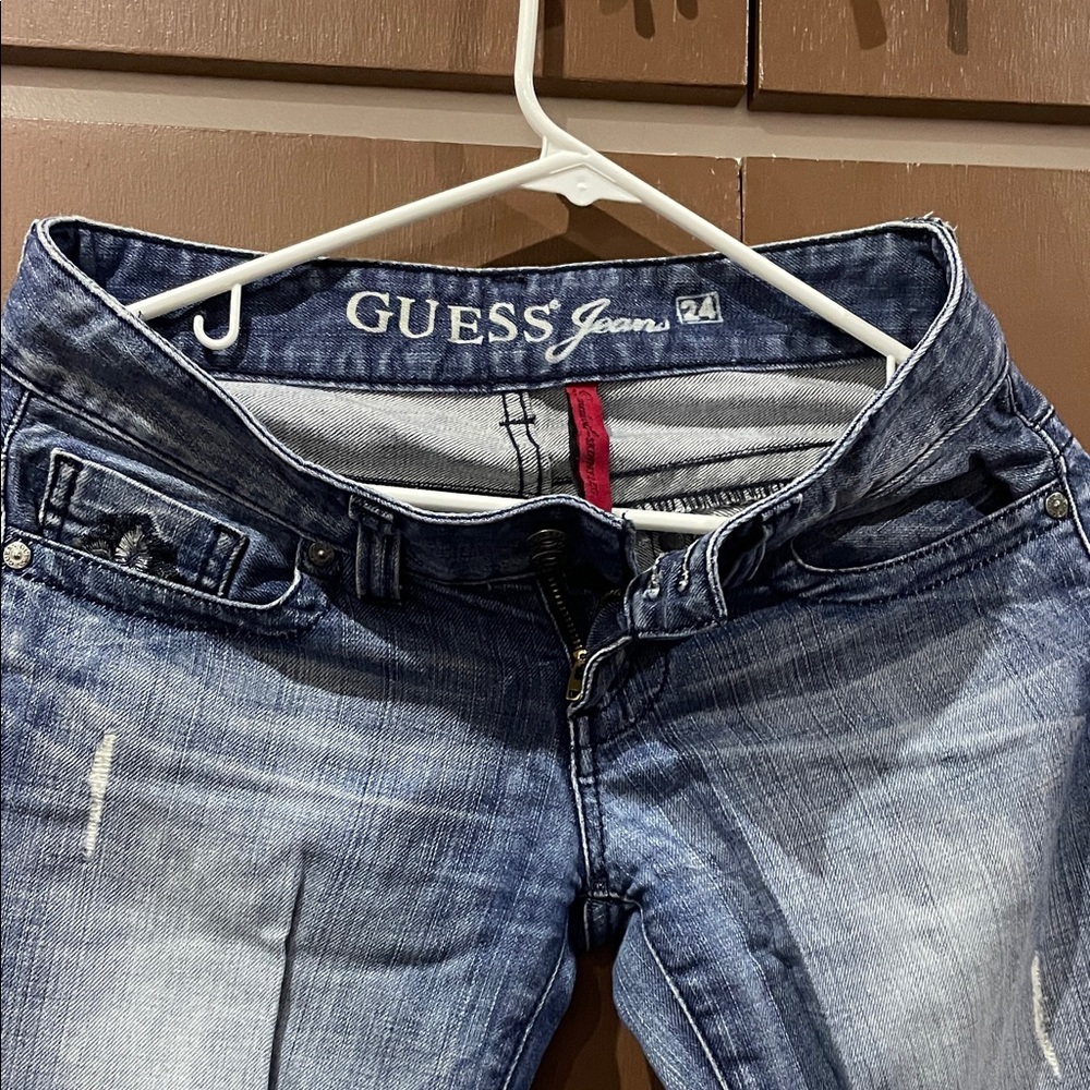 GUESS Women's Distressed Blue Skinny Jeans